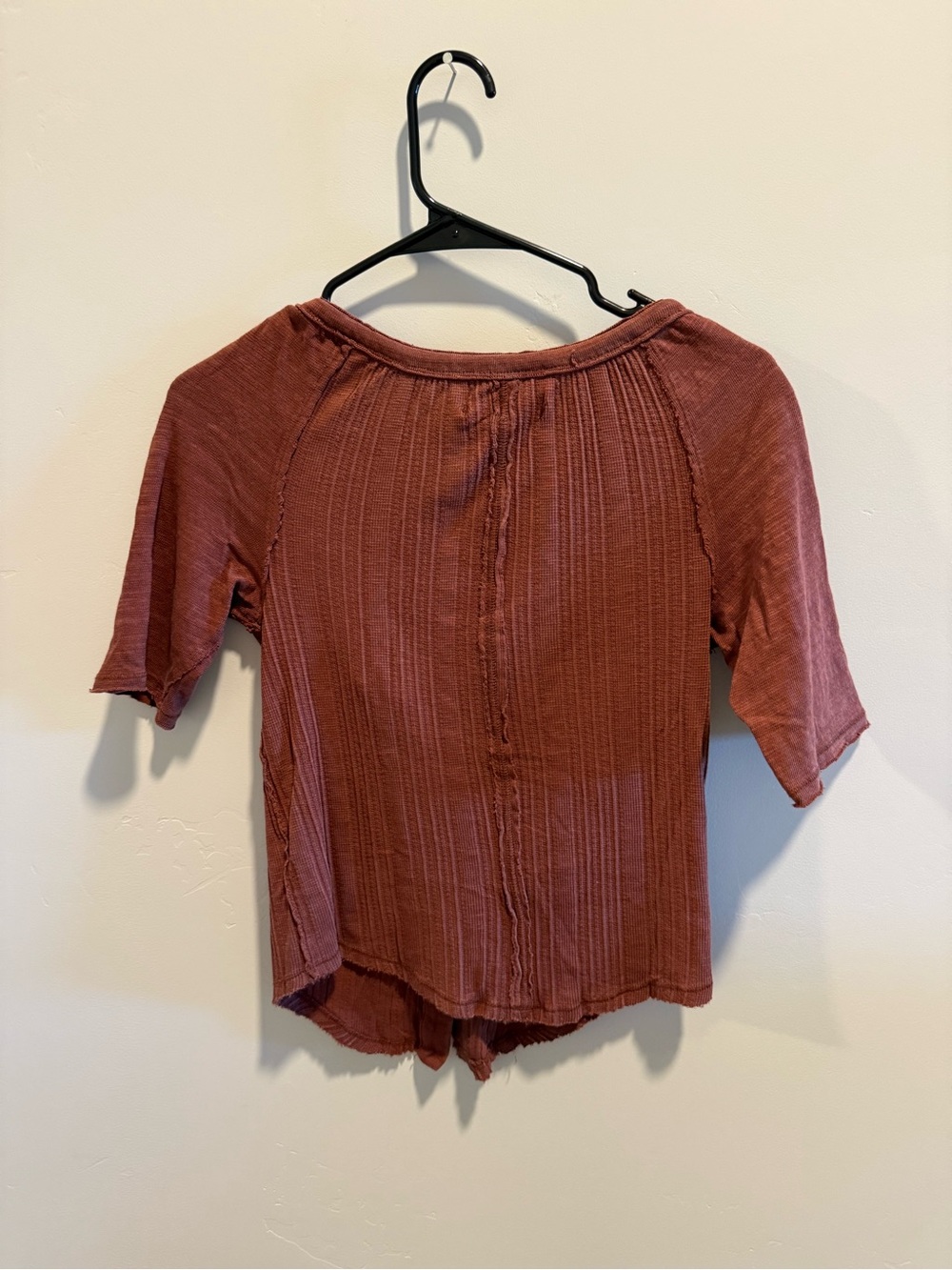 We The Free Daisy Rust Ribbed Button-Front Scoop Top - Picture 3 of 4